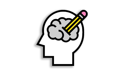 Design Icon - head, brain & pencil